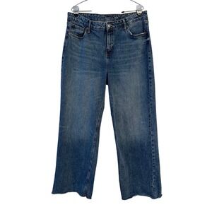 Old Navy Extra High Rise Wide Leg Jeans Plus Size 16 Raw Hem Denim Blue